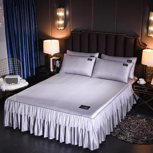 Luxus Satin Seide Bett Rock Staub Rüschen Elegant Bettlaken 14" Drop Queen King - Bild 35 von 41