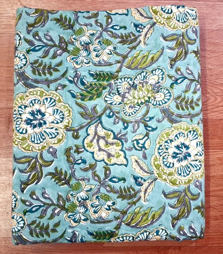 Indian By the Yard Floral Green Block Print Fabric for Sewing Dressmaking - Picture 3 of 8