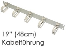 19" 48cm Cable Management Panel 1U Gray with 5 Hooks for Network Cabinet KF11