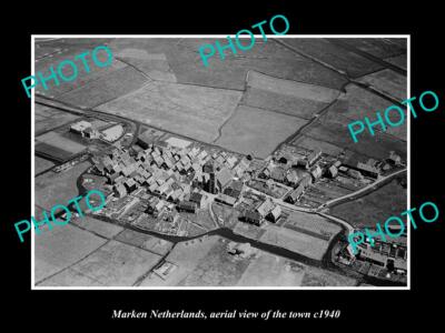OLD 8x6 HISTORIC PHOTO MARKEN NETHERLANDS HOLLAND AERIAL VIEW OF TOWN c1940 1