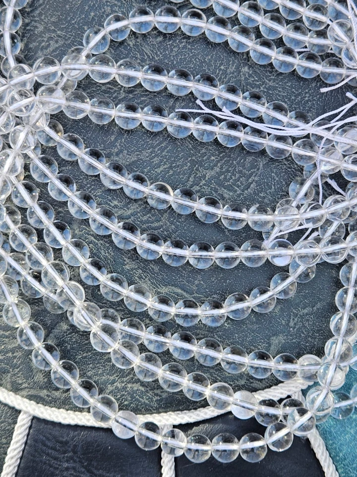 🔥Cuentas de cuarzo transparentes 1-3 hebras piedra real redonda lisa 6 mm 8 mm 10 mm 12 mm Foto 2 de 4