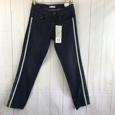 Zara TRF Black Denim Green Velvet 