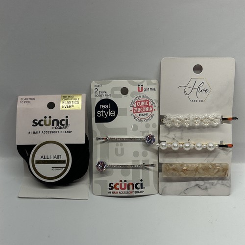 Scunci Real Style Cubic Zirconia Bobby Pins & Elastics - Picture 6 of 19