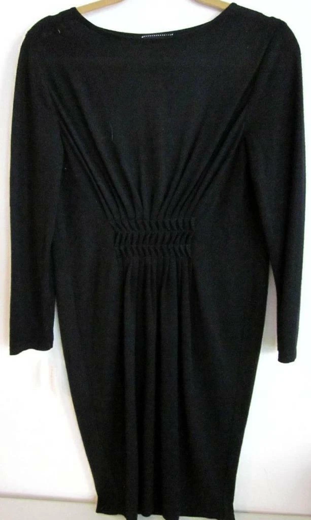 Longchamp Black Long Sleeve Knee Length Dress Sz Med Wool Silk Lined NWT Rt $620
