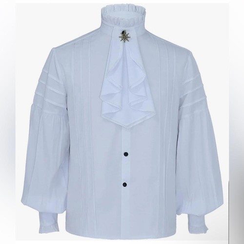 Men Viking Victorian Top Restro Cosplay Pirate Shirt Soft Cotton Gothic Steampun