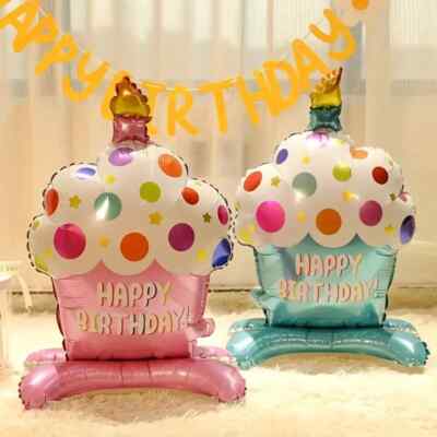 30 Zoll riesiger stehender Kuchenballon rosa und blau Happy Birthday Dekoration UK