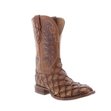 Tony Lama Everett Pirarucu Made In USA Herren Braun Leder Stiefel
