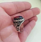 Ancient Vintage Victorian Sterling Silver Ring Royal Red Carnelian Stone Size 9