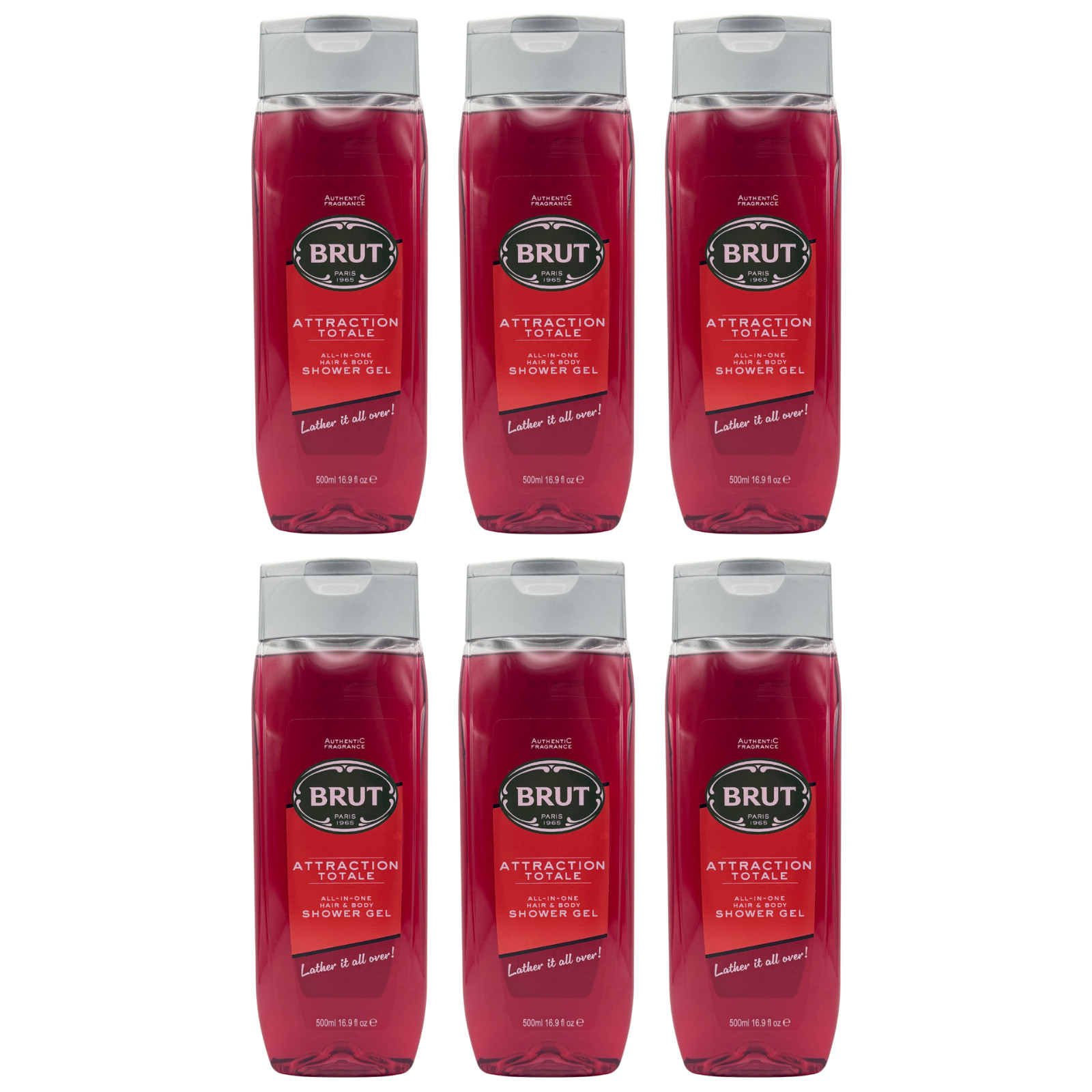 Brut Attraction Totale All In One Hair & Body Shower Gel 500ml x3 Men's - Image 8