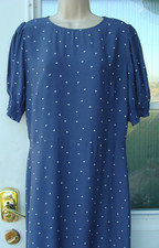 LOFT size 12 women's dress maxi length blue and hearts elastic short sleeves NEW