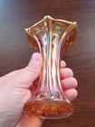 Thin Rib & Drape Marigold  Imperial Carnival Glass  Mini Vase