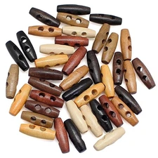 15 Pcs/lot 30mm Wooden Toggle 2 Holes Coat Buttons for Clothing Sewing Crafting
