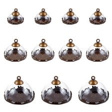 12sets Glass Dome Cover tive Display Case Cloche Bell Jar Terrarium with Alloy