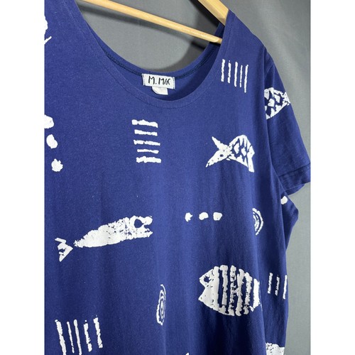 M. Mac Vermont Country Store Dress Women 1X Rock Fish Navy Blue Midi Pockets - Picture 5 of 11