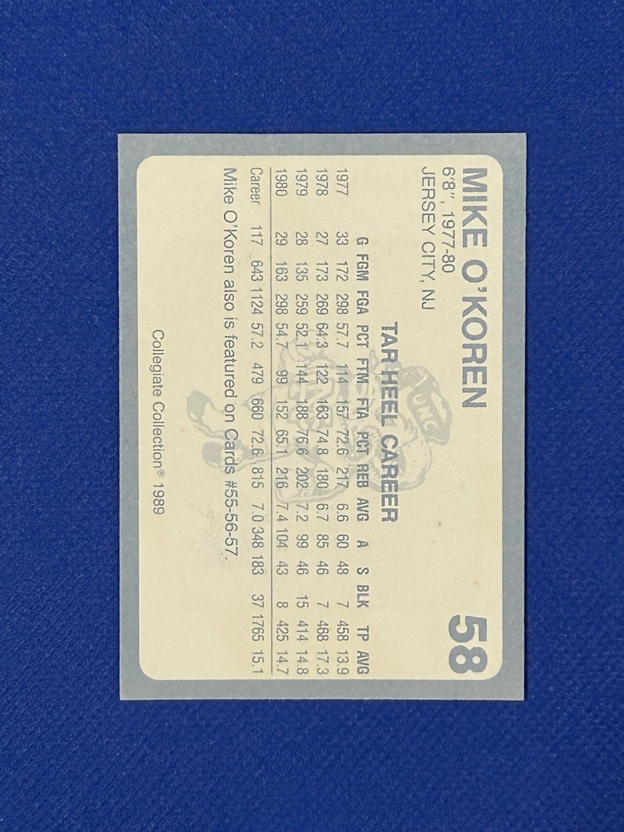 Mike O'Koren North Carolina Tar Heels AUTO Signed 1989 Card #58