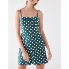 URBAN OUTFITTERS Kimchi Blue Rae Poplin Polka Dot Mini Dress Green Small