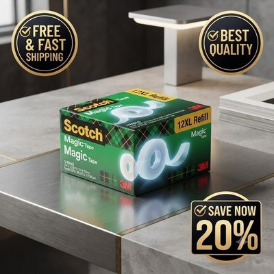 Scotch Magic Tape, 1'' Core, 3/4'' x 1296'', Clear, 12pk. - FREE SHIPPING