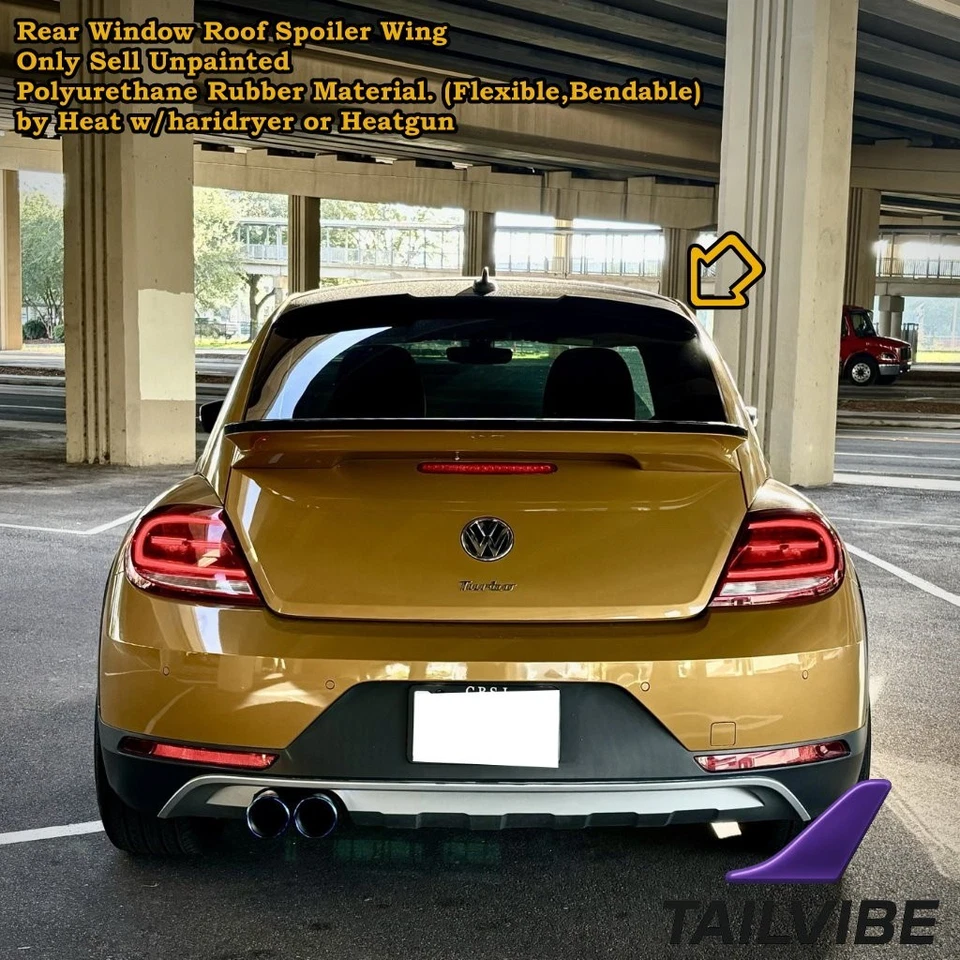 380RG Rear Window Roof Spoiler Wing Fits 2011~2018 Volkswagen Beetle A5 Coupe - Image 4 of 4