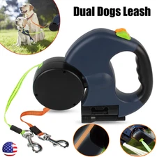 Retractable Reflective Dual Pet Leash Lead 360Swivel Double Dog Walking Leash A+