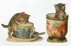 Glossy pictures wafers scraps cats cups WM 5831 H.Maguire 9 cm