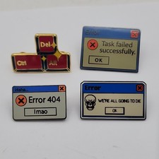 x4 STRIKE GENTLY CO Enamel Pins Lot of 4 Nerdy OOP Rare Funny Cool PC HANDMADE
