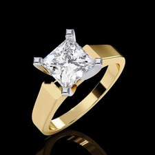 Princess Cut DVVS1 Wedding Moissanite Engagement 2Ct 14K Yellow Gold Plated Ring