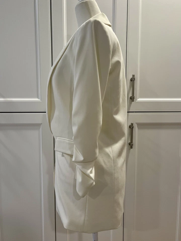 Blazer para mujer Gianni Bini blanco brazo holgado talla 0 chaqueta manga 3/4 frente abierto Foto 4 de 4