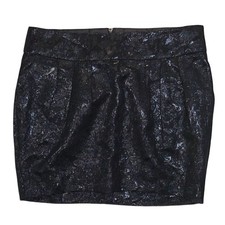 Bebe 2b Y2K Black Soft Faux Leather Snakeskin Textured Club Mini Skirt Size M