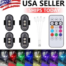4PCS Wireless LED Strobe Light RGB 8 Colors Rechargeable Flashing Warning Lights
