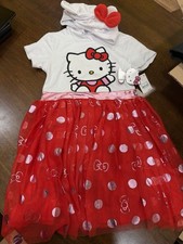 Girls' Hello Kitty Hooded Short Sleeve Tulle Skirt Dress Size Medium NWT