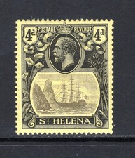 (1174)     St Helena KGV 1922-37 (Wmk MCA) 4d. Grey & Black/Yellow SG92 M/Mint