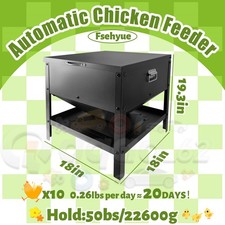 1 Chicken Feeder with Waterproof Lid Freestanding Chicken Feeding Box 50 lb