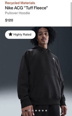NEW $120 Nike ACG Tuff Fleece Hoodie Black Men Size M Sweatshirt