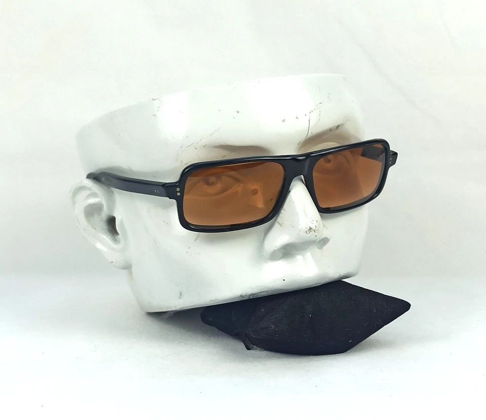 Gafas de sol rectangulares únicas vintage años 50 Italia Roma muy raras clásicas negras Foto 2 de 4