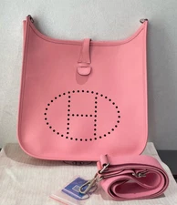 Hermes Evelyne29 2Way Crossbody Shoulder Bag Pink Silver Used Women Designer