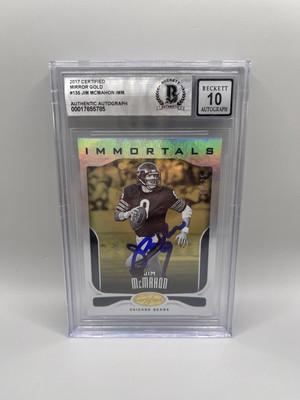 Jim McMahon Signed 2017 Certified Gold Immortals #/25 Card Beckett Grade 10 Auto