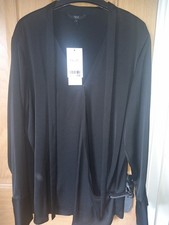Next Black Size 16 Wrap Top With Tie Front, Long Sleeved Never Worn With Tag