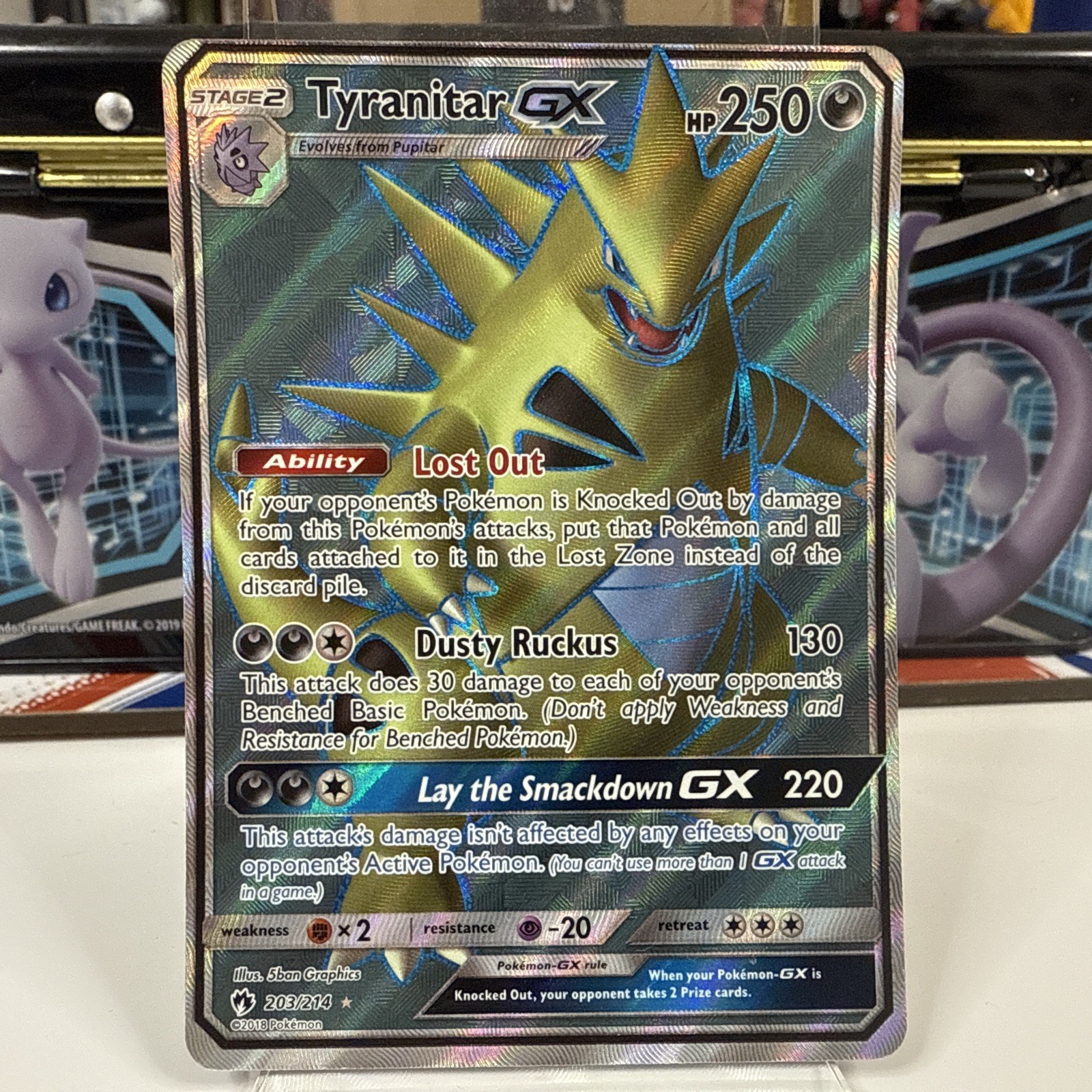 Pokémon TCG Tyranitar GX Lost Thunder Holo Card 203/214 Full Art