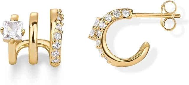 2Ct Round Cut Lab-Created Diamond Triple Hoop Earrings In 14k White Gold Plated