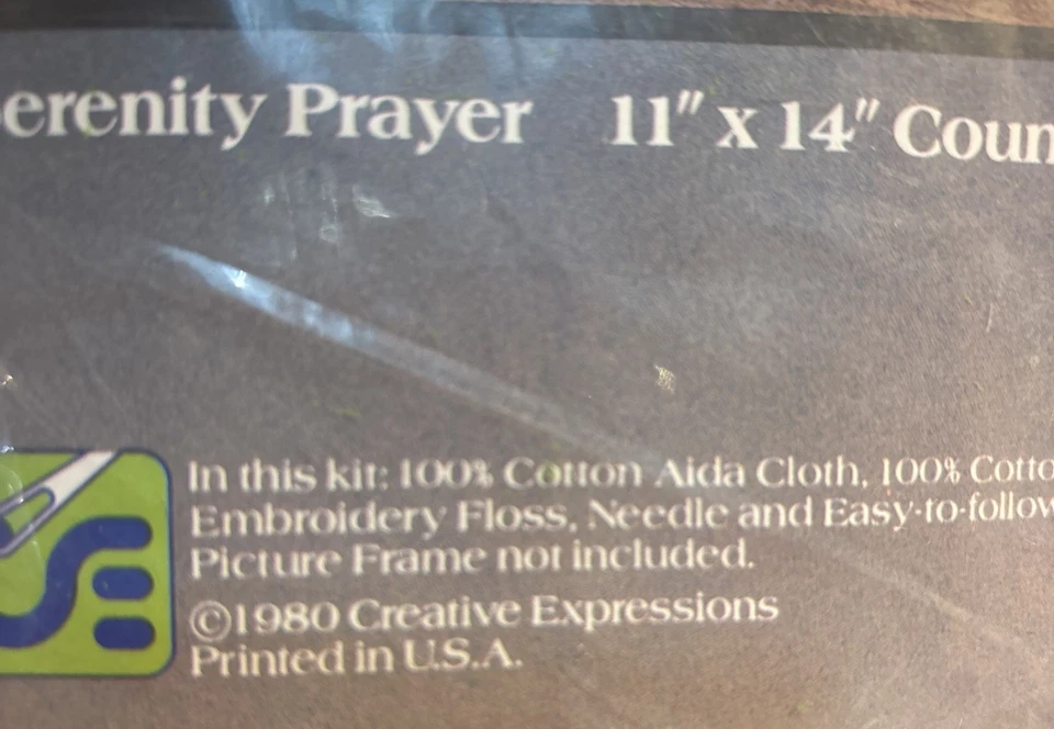 Serenity Prayer Cross Stitch Kit 11x14 Vintage - Image 3 of 4