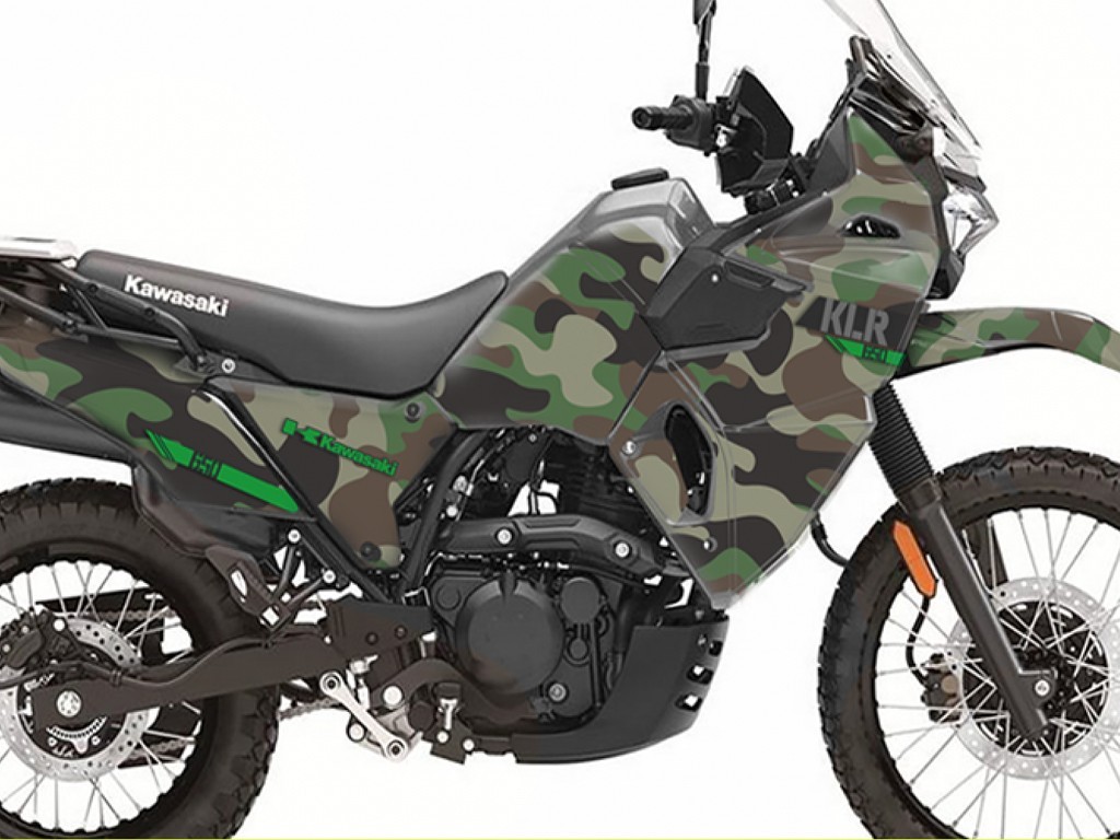 KAWASAKI KLR650 GRAPHICS KIT FULL CAMO MILITAR GREEN (2022-2026