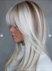 Highlight Blonde Wig With Bangs 100% Human Hair Wig Lace Front Wig Summer Wigs