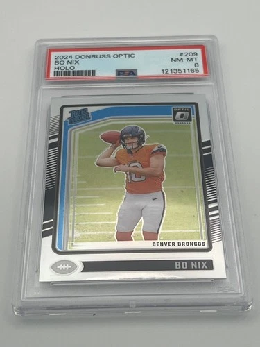 2024 Donruss Optic Bo Nix Holo Rated Rookie #209 RC Broncos PSA 8 NM-MT