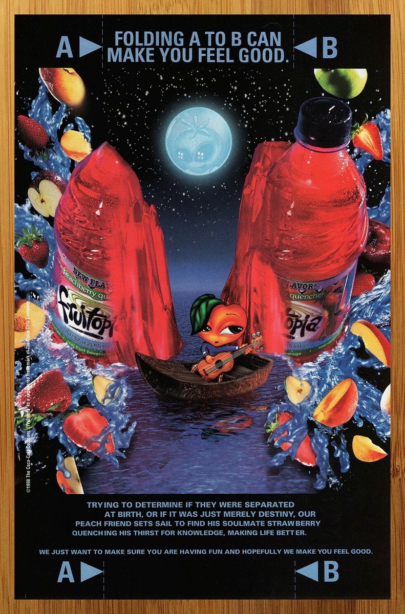 1998 Fruitopia Vintage Print Ad/Poster Fruit Drink Space Alien 90s