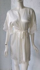 Jonquil Diane Samandi Neiman Marcus Satin Ivory Wedding Pegnoir Robe Short Large