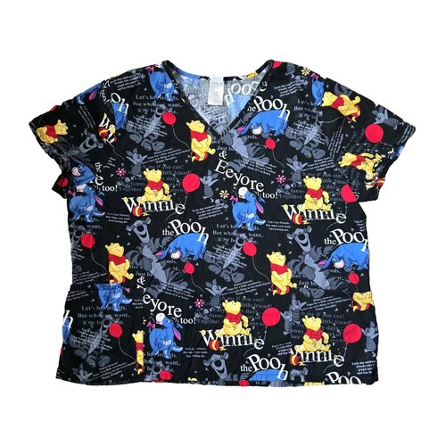 Cherokee Scrub Top 2XL Pooh Eeyore 26 inches long 26 Inch Armpit to Armpit XXL