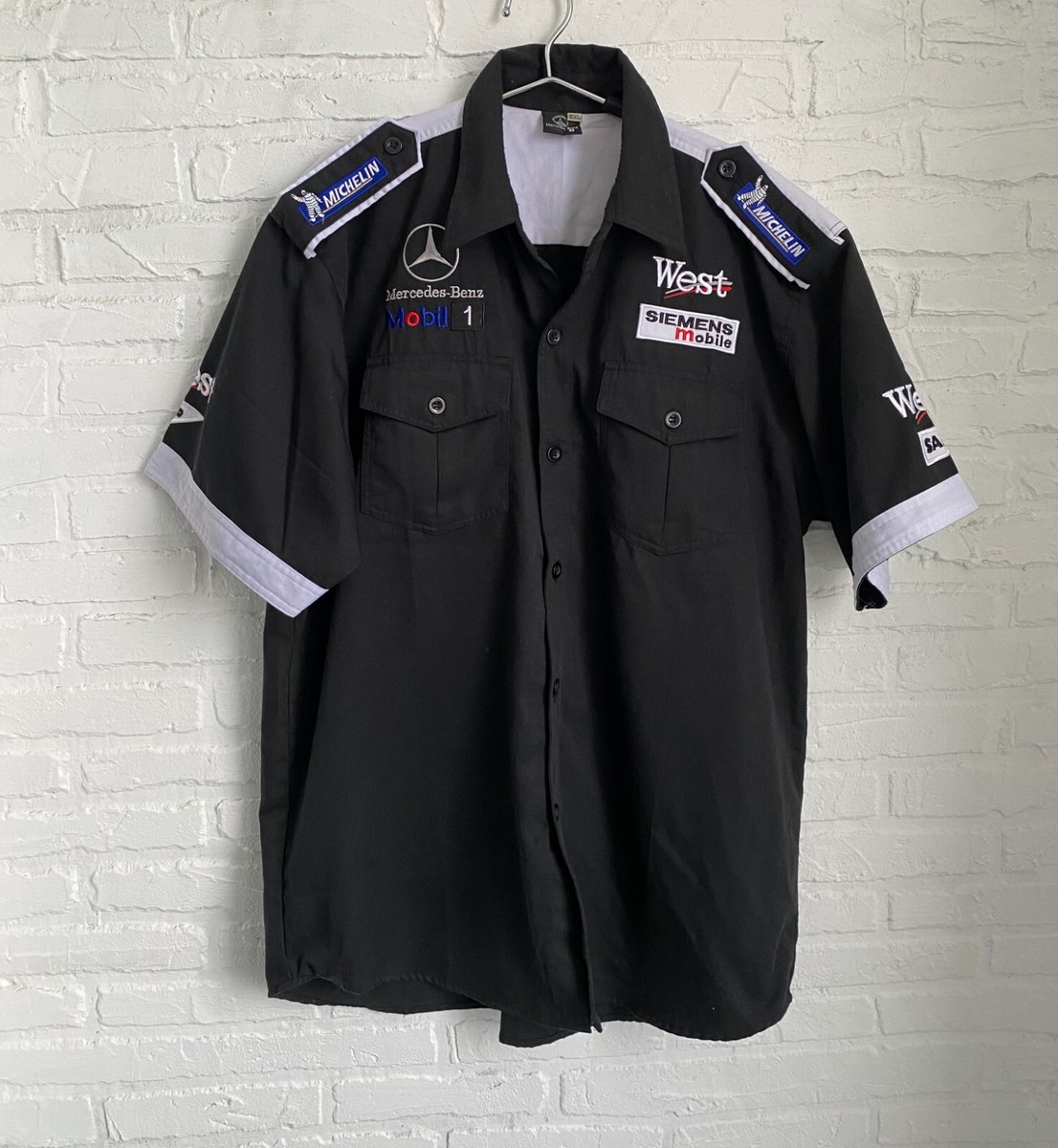 Vintage 90s WEST McLaren Mercedes F1 racing team short sleeve