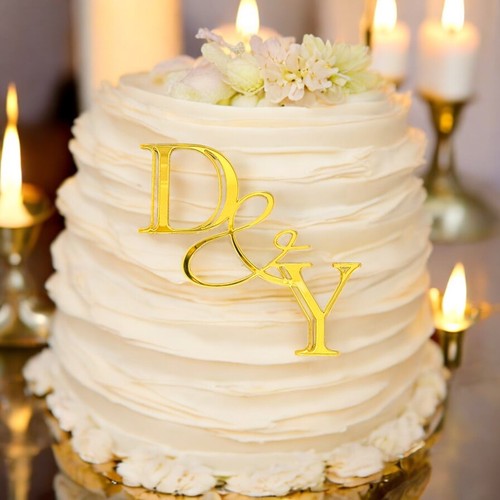 Personalisierte Acryl Hochzeitstorte Charm 2 maßgeschneiderte Initialen Buchstabe Paar Topper - Bild 3 von 9