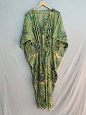 Indian Vintage 100 Cotton Long Beach Maxi Kaftan Dress One Size Caftan Kimono