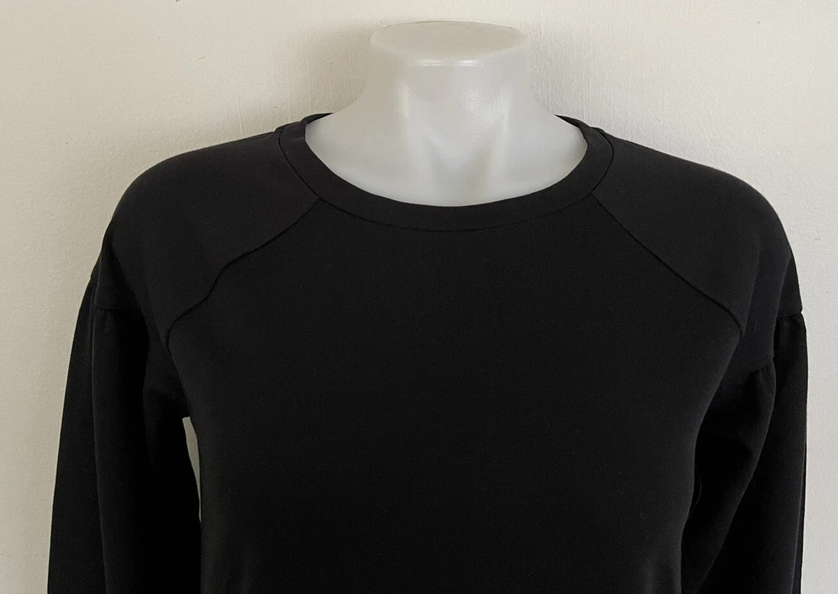 Banana Republic Women s Raglan Puff Sleeve Sweatshirt Top Polyester XS Black NWT
